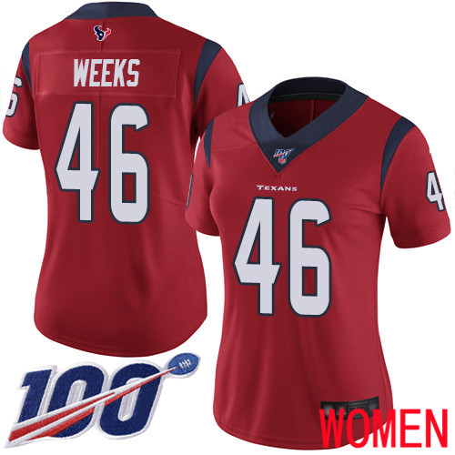 Houston Texans Limited Red Women Jon Weeks Alternate Jersey NFL Football #46 100th Season Vapor Untouchable